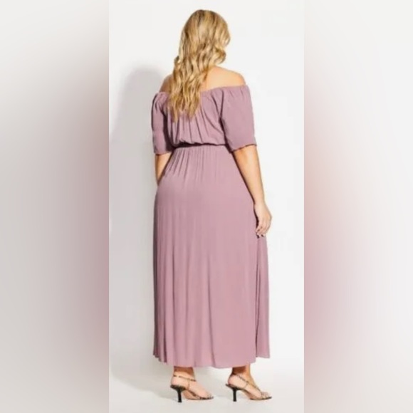 City Chic Tropical Tie Maxi Dress Plus Size M (18) Pink Woodrose - Picture 2 of 8